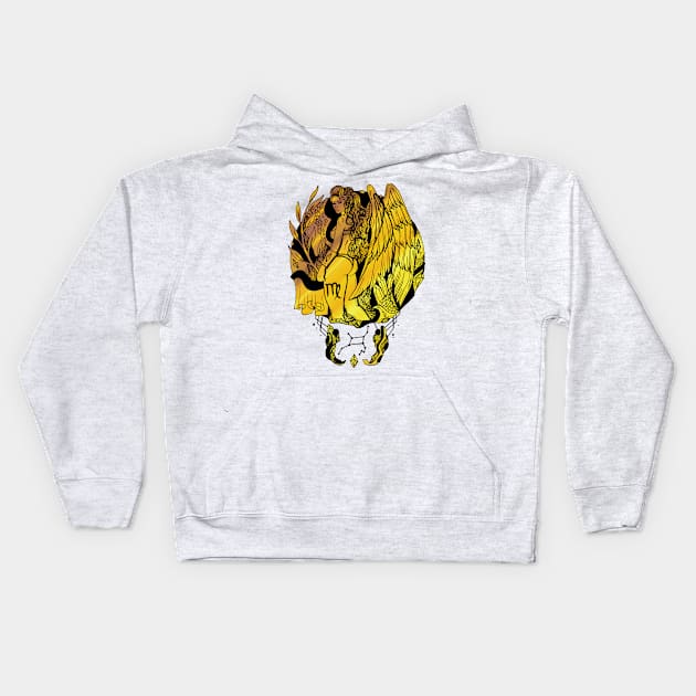 Gold Virgo Beauty Kids Hoodie by kenallouis